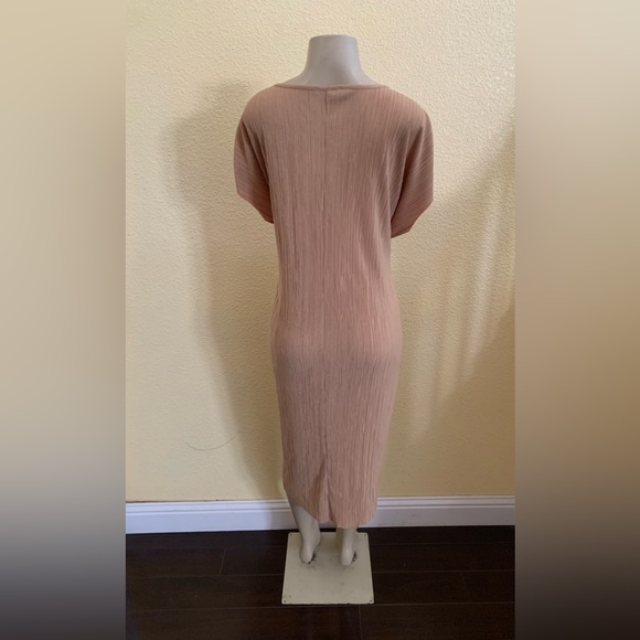 Zara W/B Collection Size Small Tan Color Sleeveless Micro Pleated Kaftan Dress - Picture 4 of 10